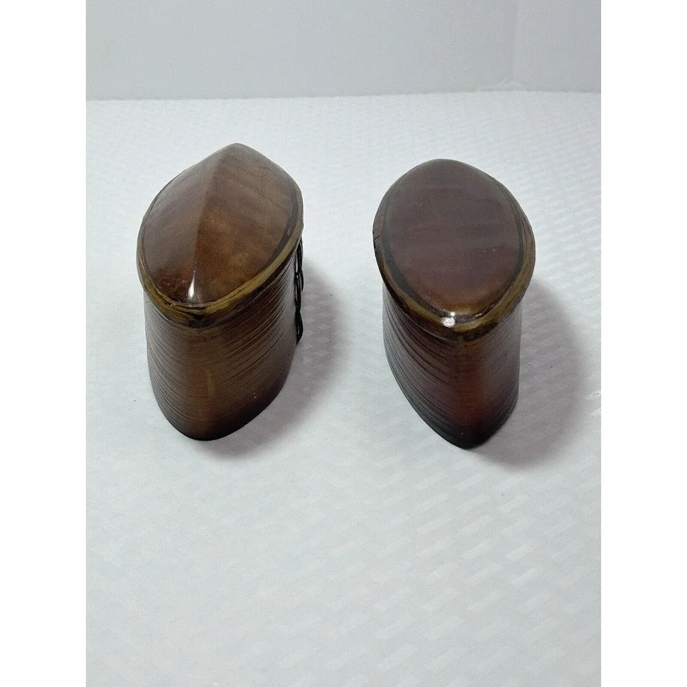 Thai‎ AKHA Hill Tribe Bamboo Mulberry Wood Oval Tobacco Box 2.5”